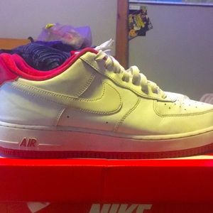 This item: Air Force 1s red and white with a red soul . There beaters 50$under